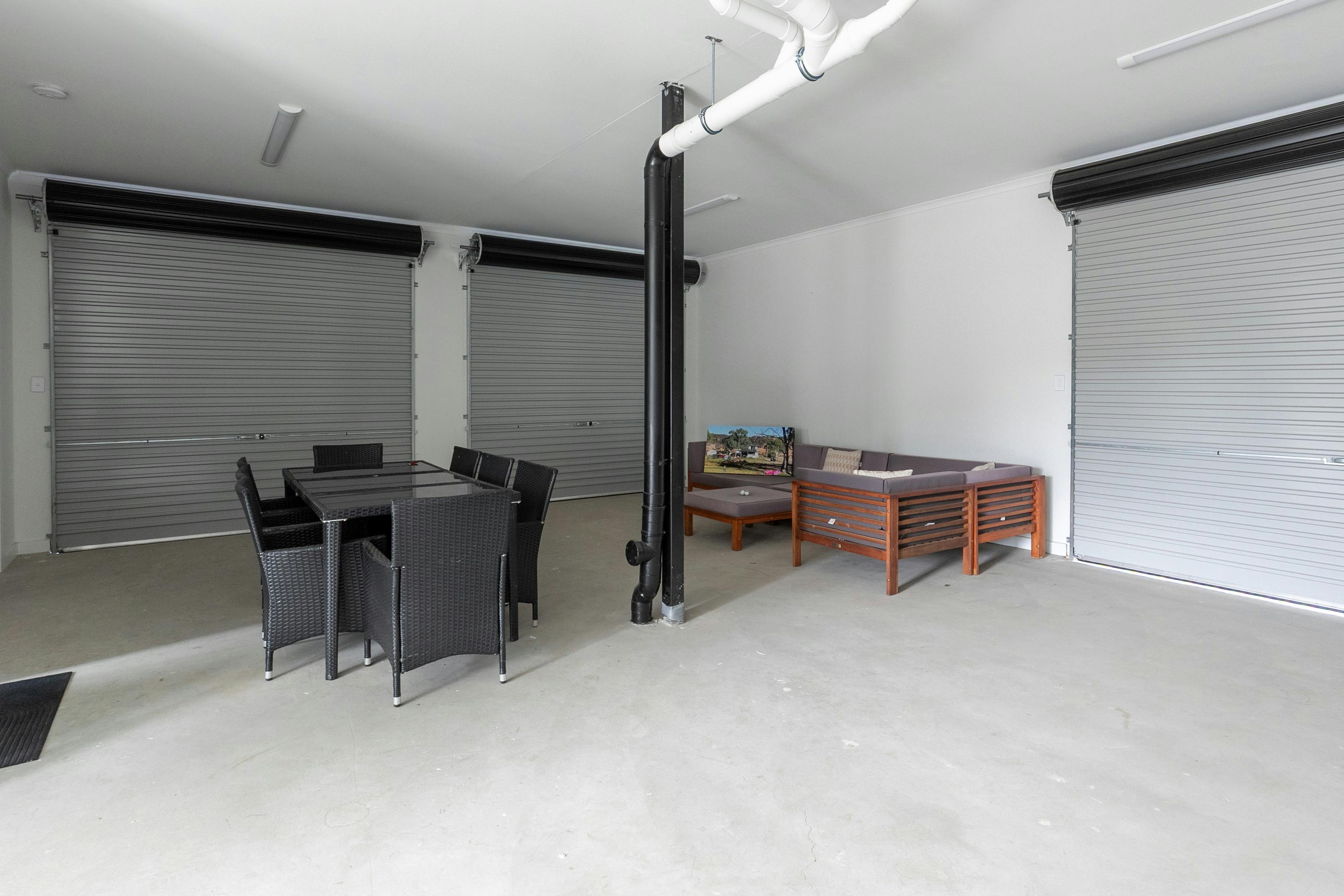 down stairs entertainment area