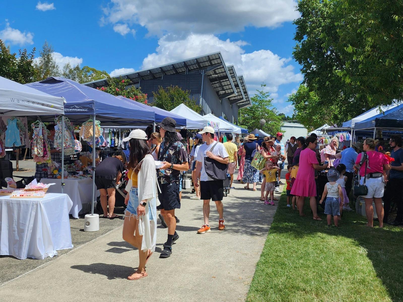 Crowd of people looking at stalls