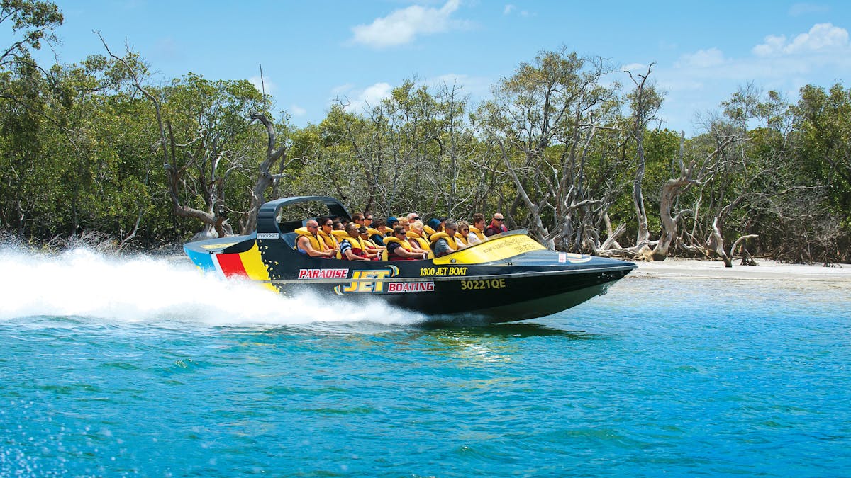 Paradise Jet Boating vessel cruising along the Gold Coast Broadwater