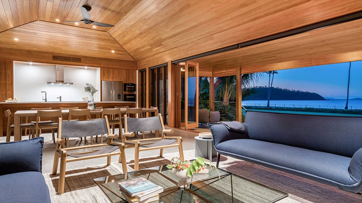 Yangaro luxury villa dining and entertaining area with beachfront views