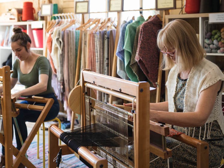 Jess & Fiona at the looms