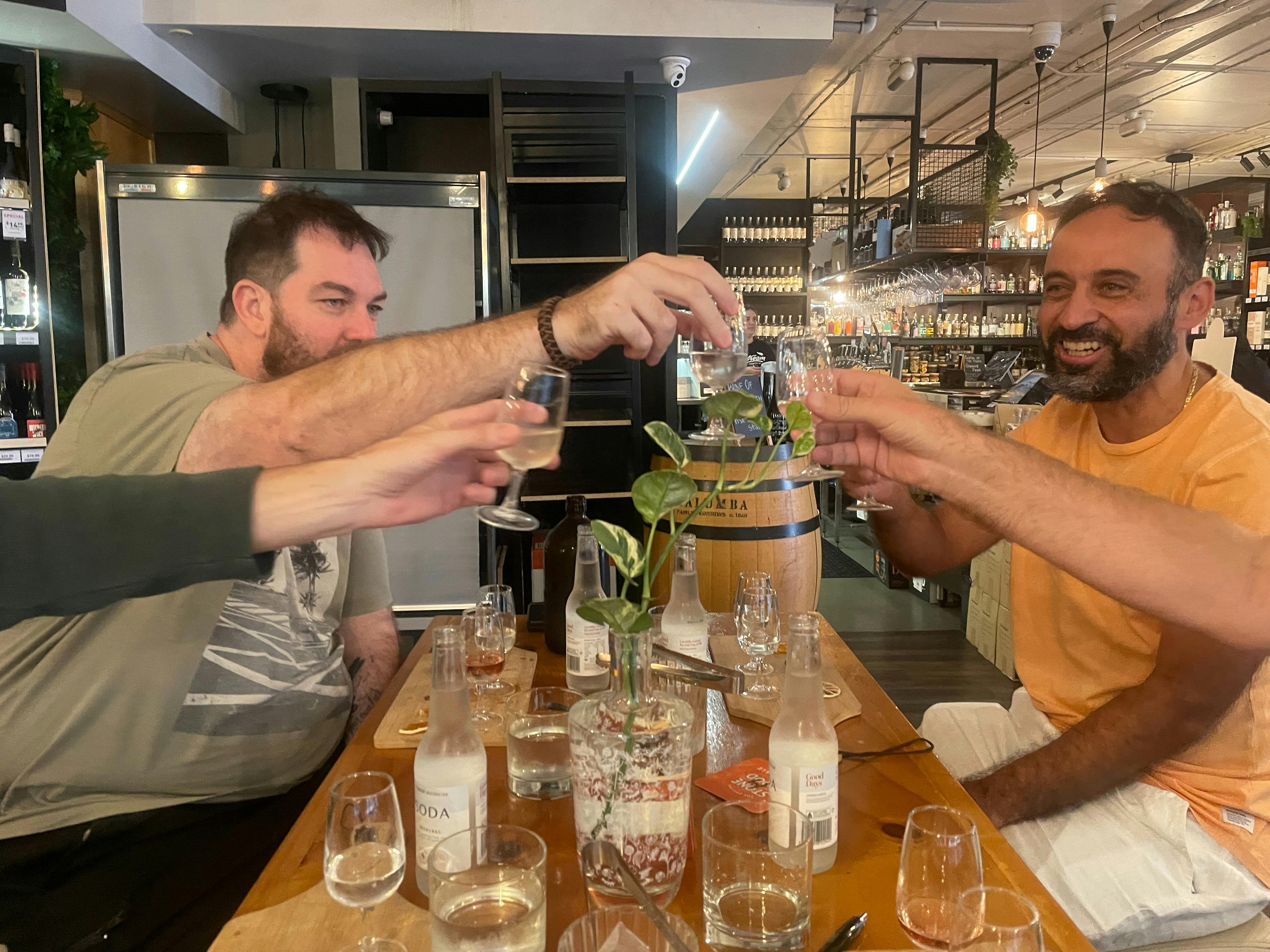 A toast! Gin and tonics for everyone!