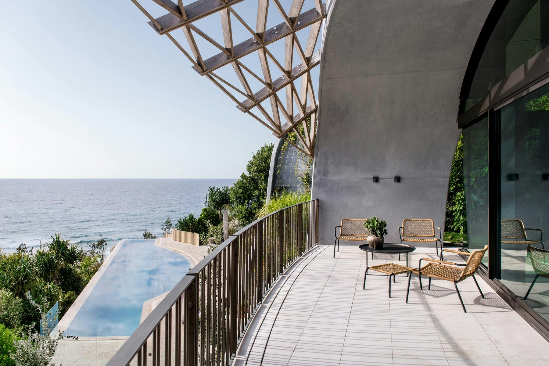 Expansive balcony with breathtaking Sunshine Beach and pool views