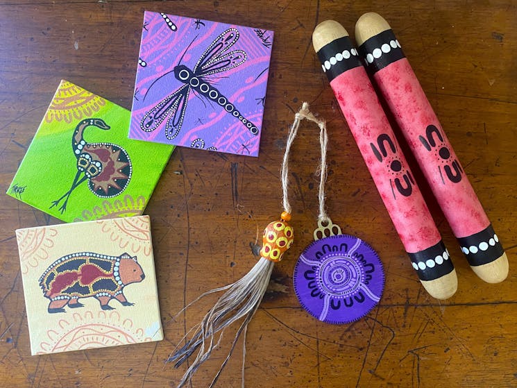 Selection of small gifts available at the Kew Y Ahn Aboriginal Gallery