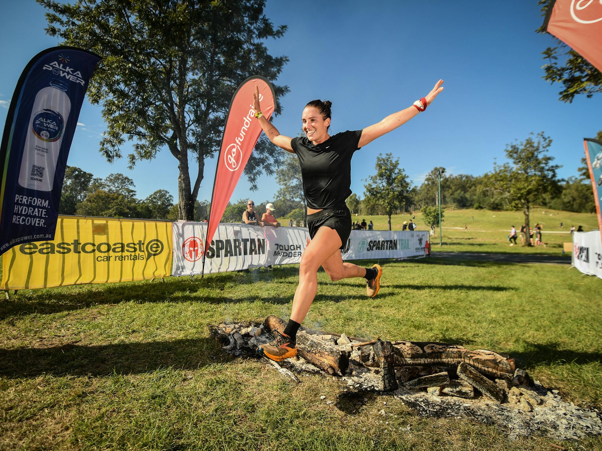 Fire jump at finish line