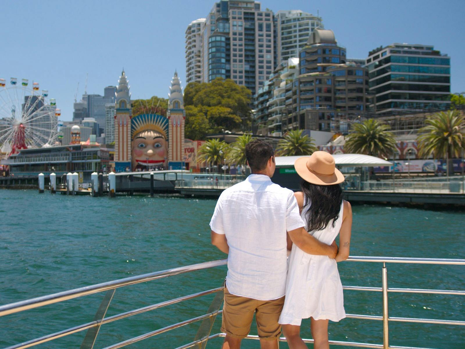 couple enjoying sightseeing cruise near Luna Park