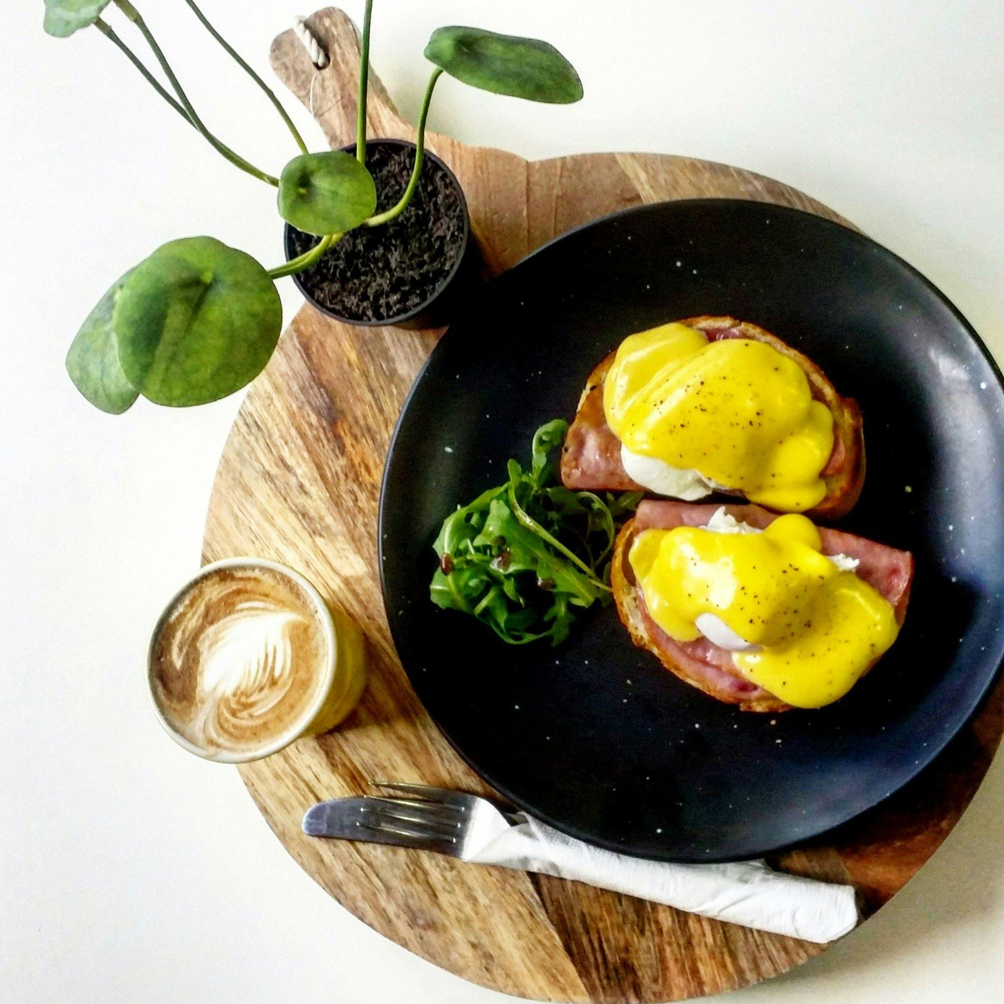 Eggs benedict at Kaffeine