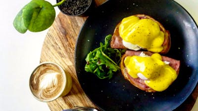 Eggs benedict at Kaffeine