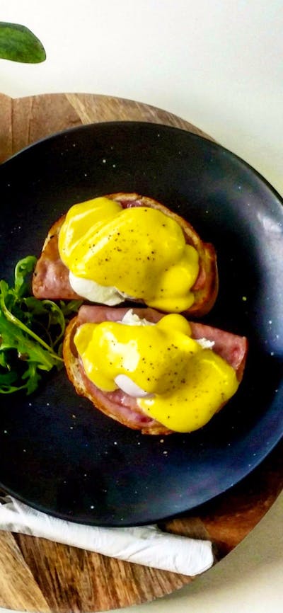 Eggs benedict at Kaffeine
