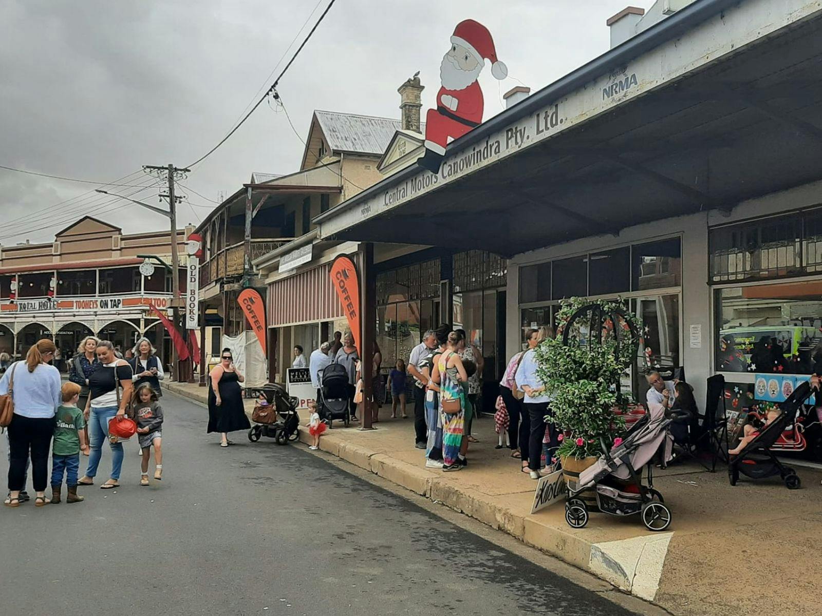 Main street closure with stalls on footpath