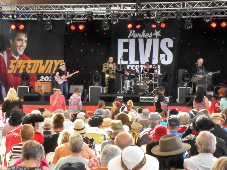 Jack Gatto on the Cooke Park Main Stage at the 2022 Parkes Elvis Festival