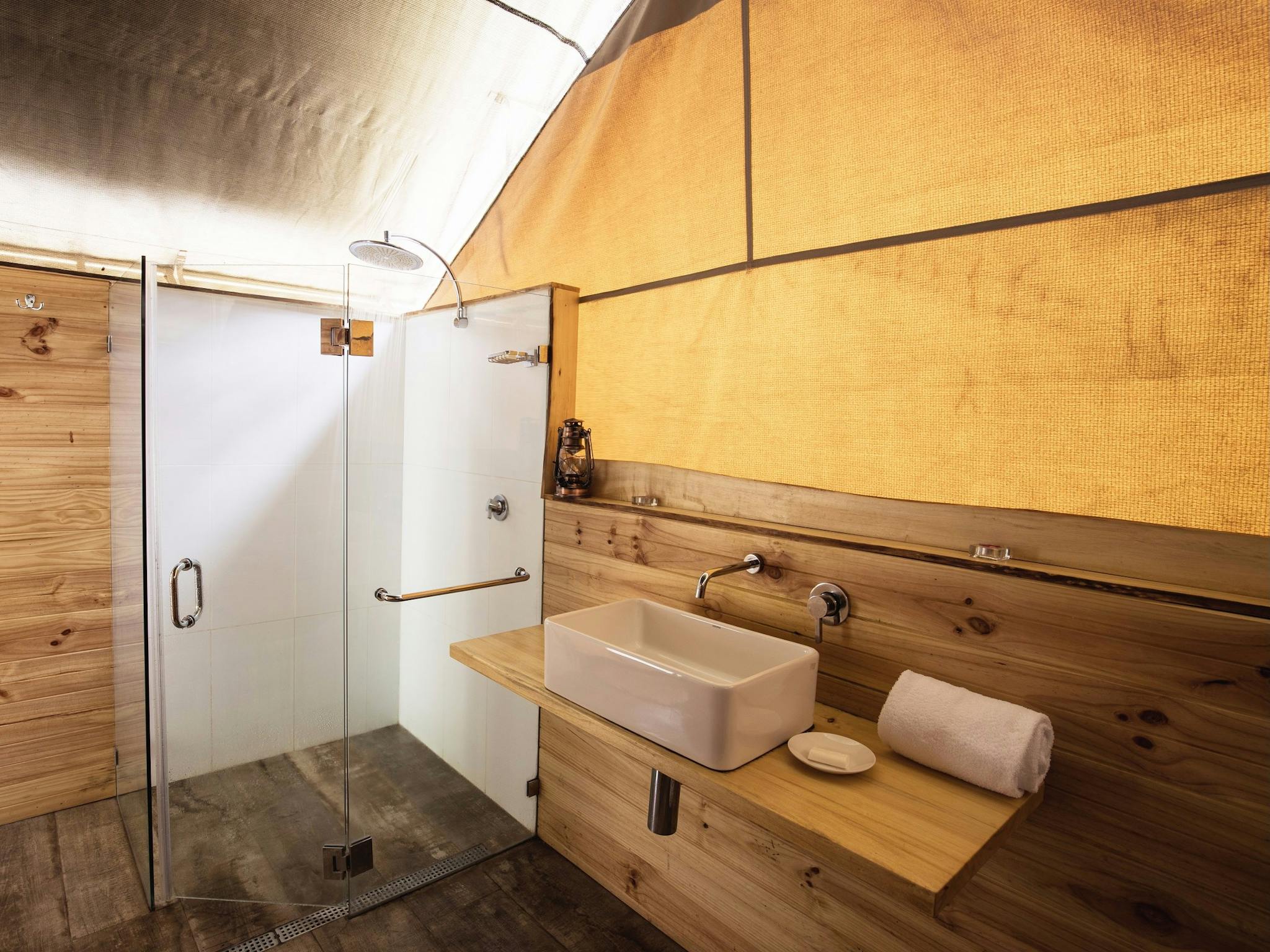 Bathroom floors are heated.