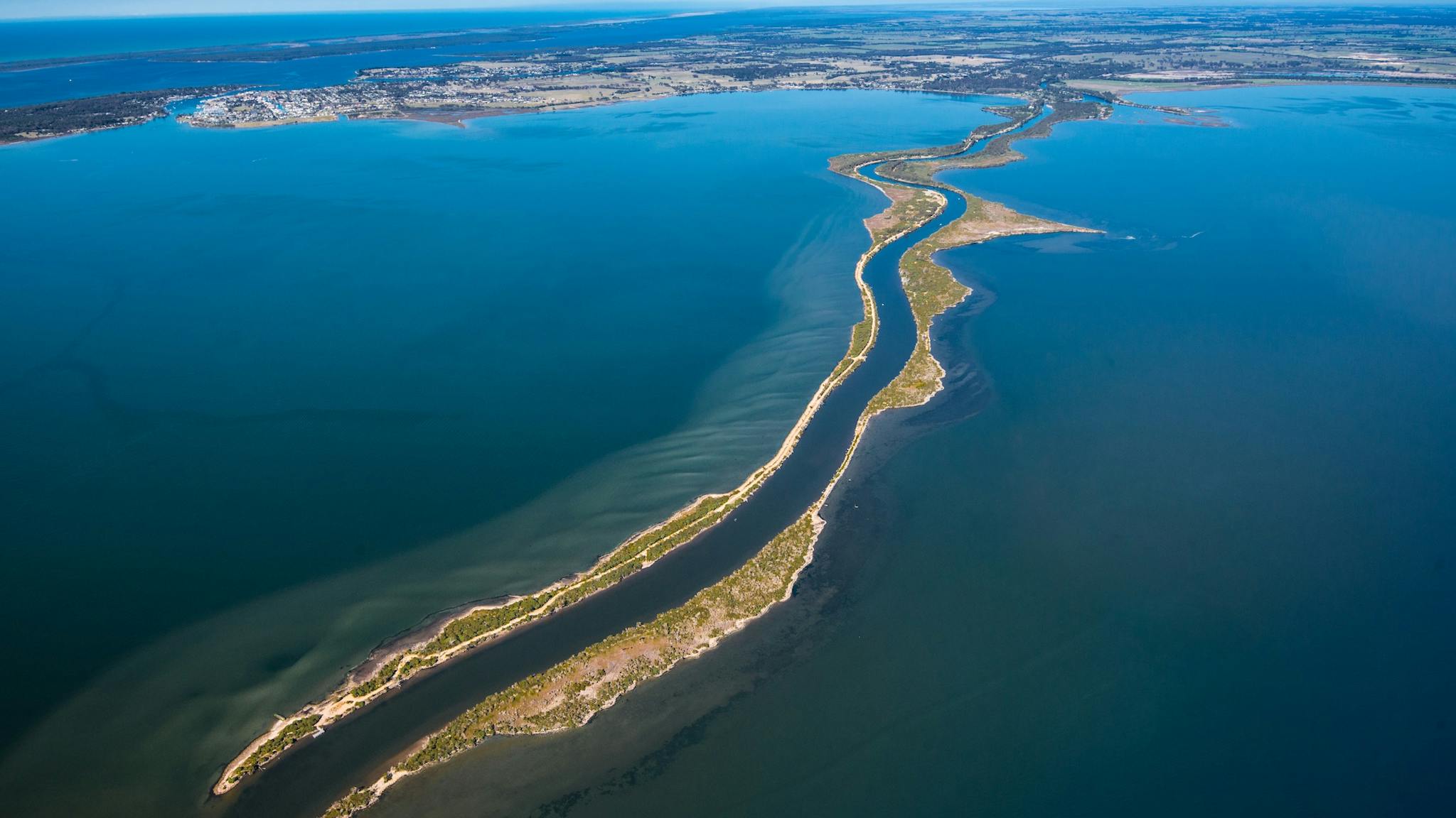 The Silt Jetties iconic view from the mouth of the Mitchell River