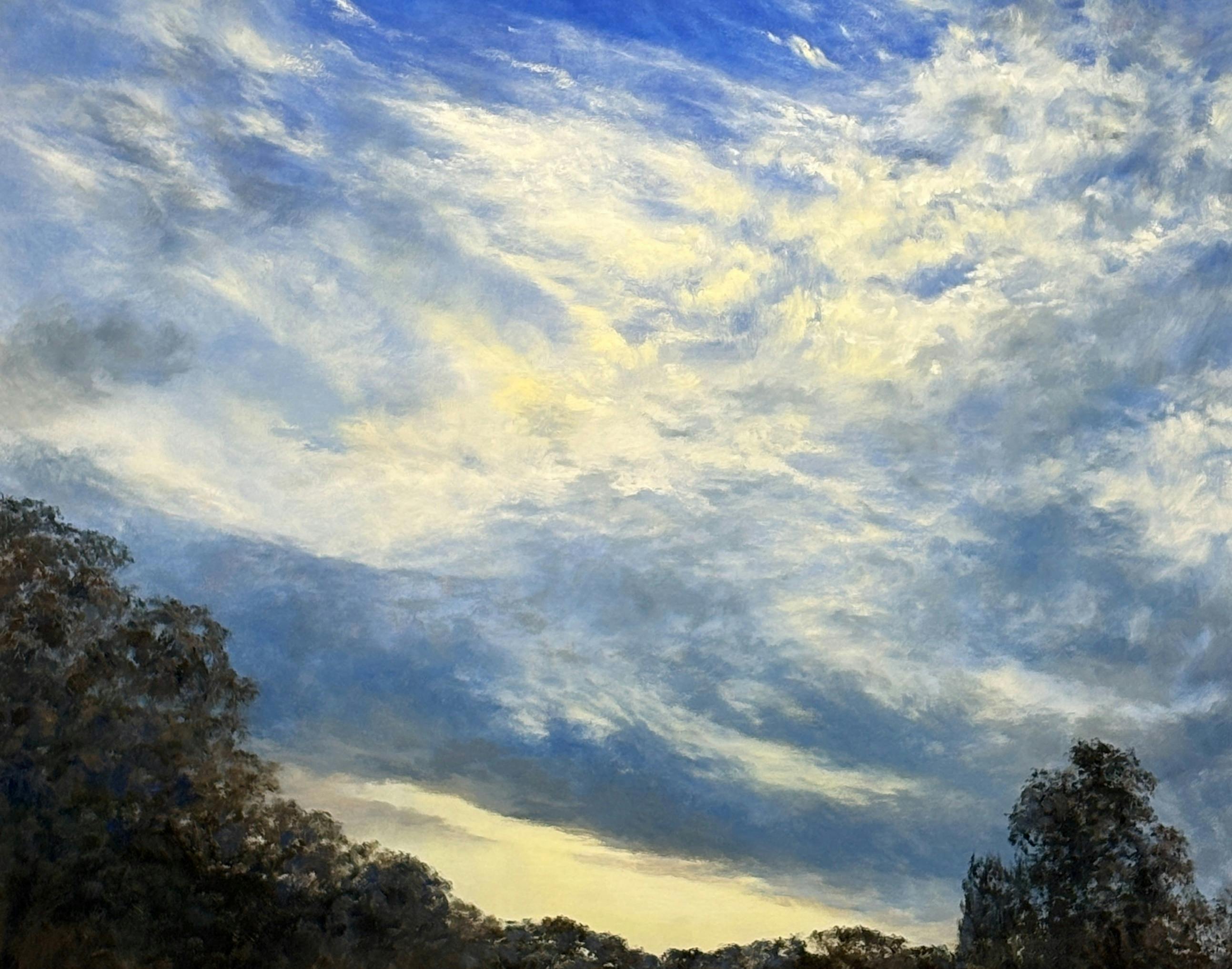 Oil painting of sky and trees