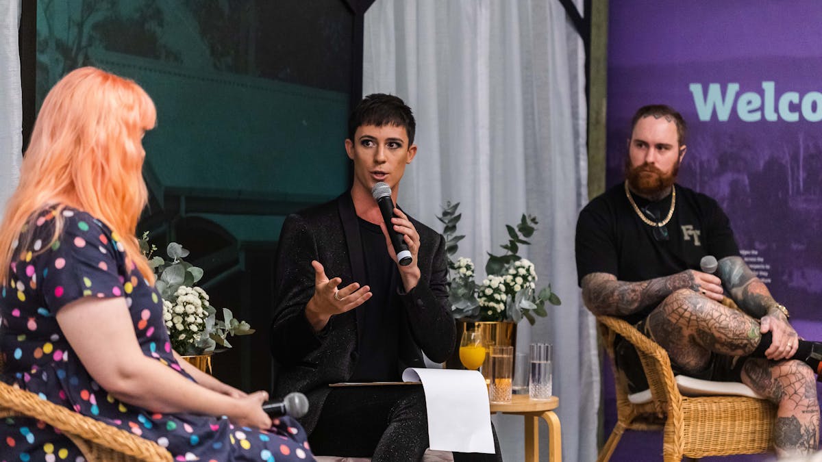 Three people participating in panel discussion