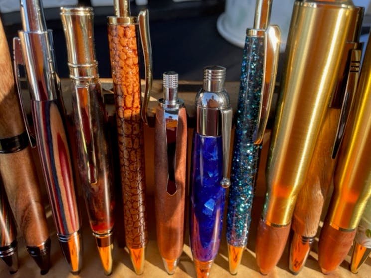 Bespoke wooden and acrylic pens, crochet hooks and sewing equipment