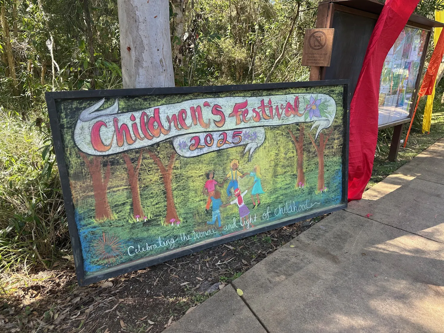 Hand chalk draw sign of Children's Festival