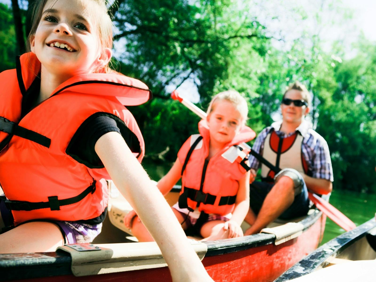 family in a canoe