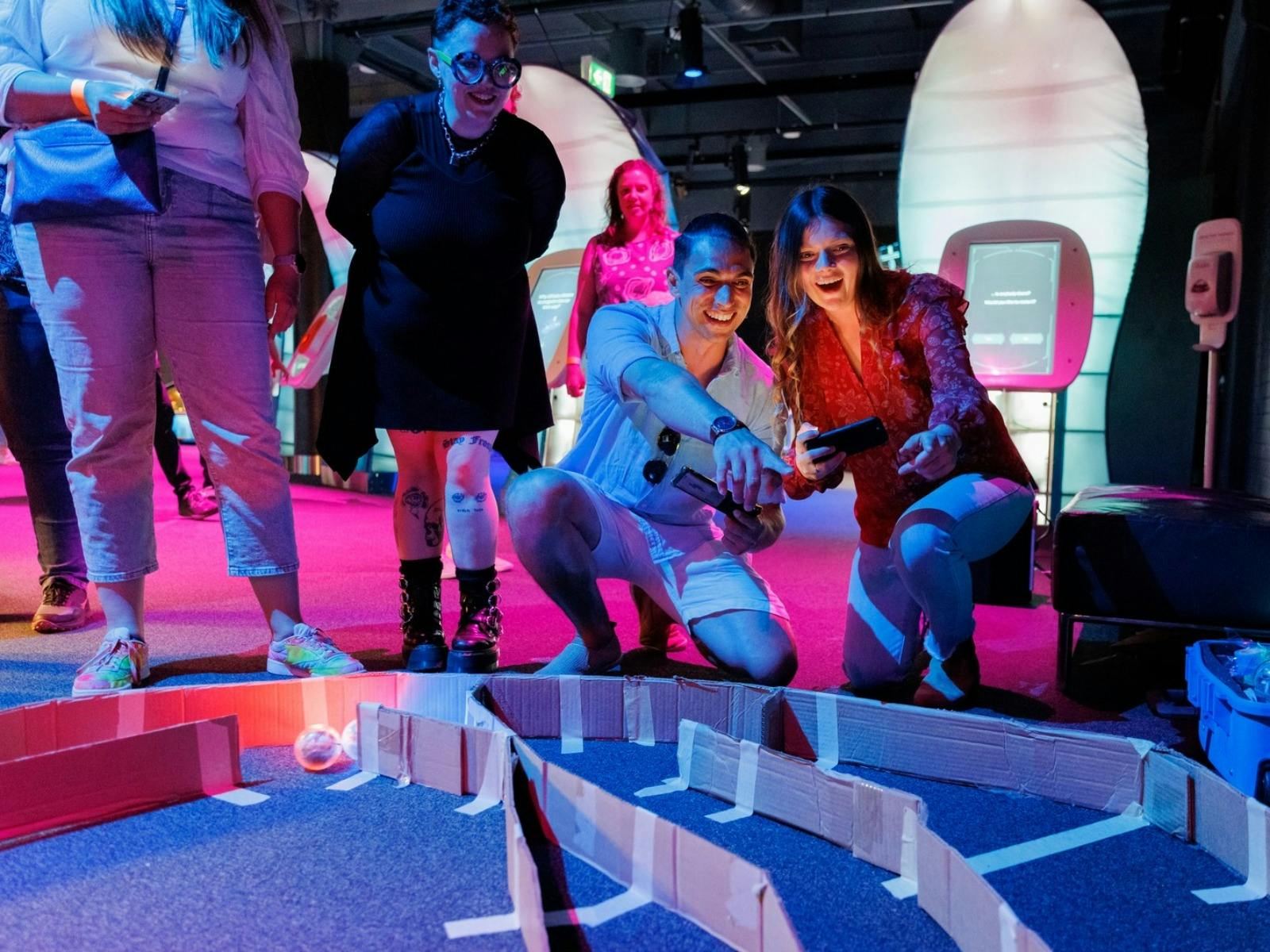 Two friends at Questacon's adults only event
