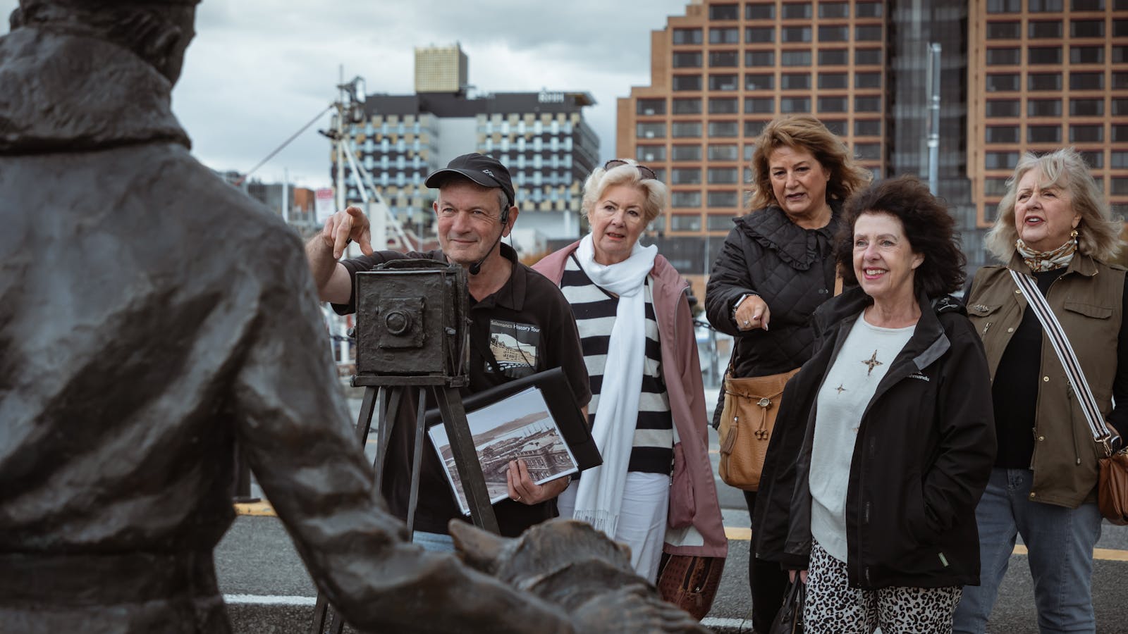 Guests enjoying an art and history walk around Hobart