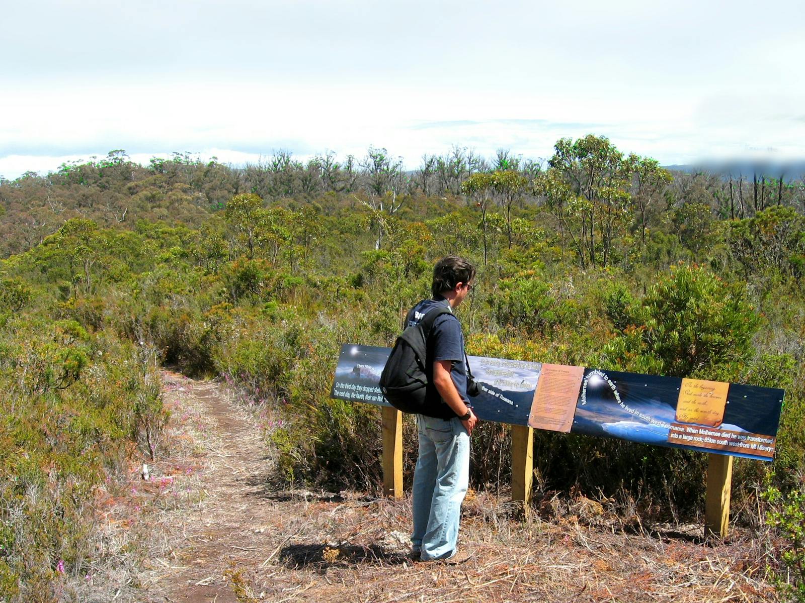 Aboriginal interpretive information panels are installed along the Mount Misery Track