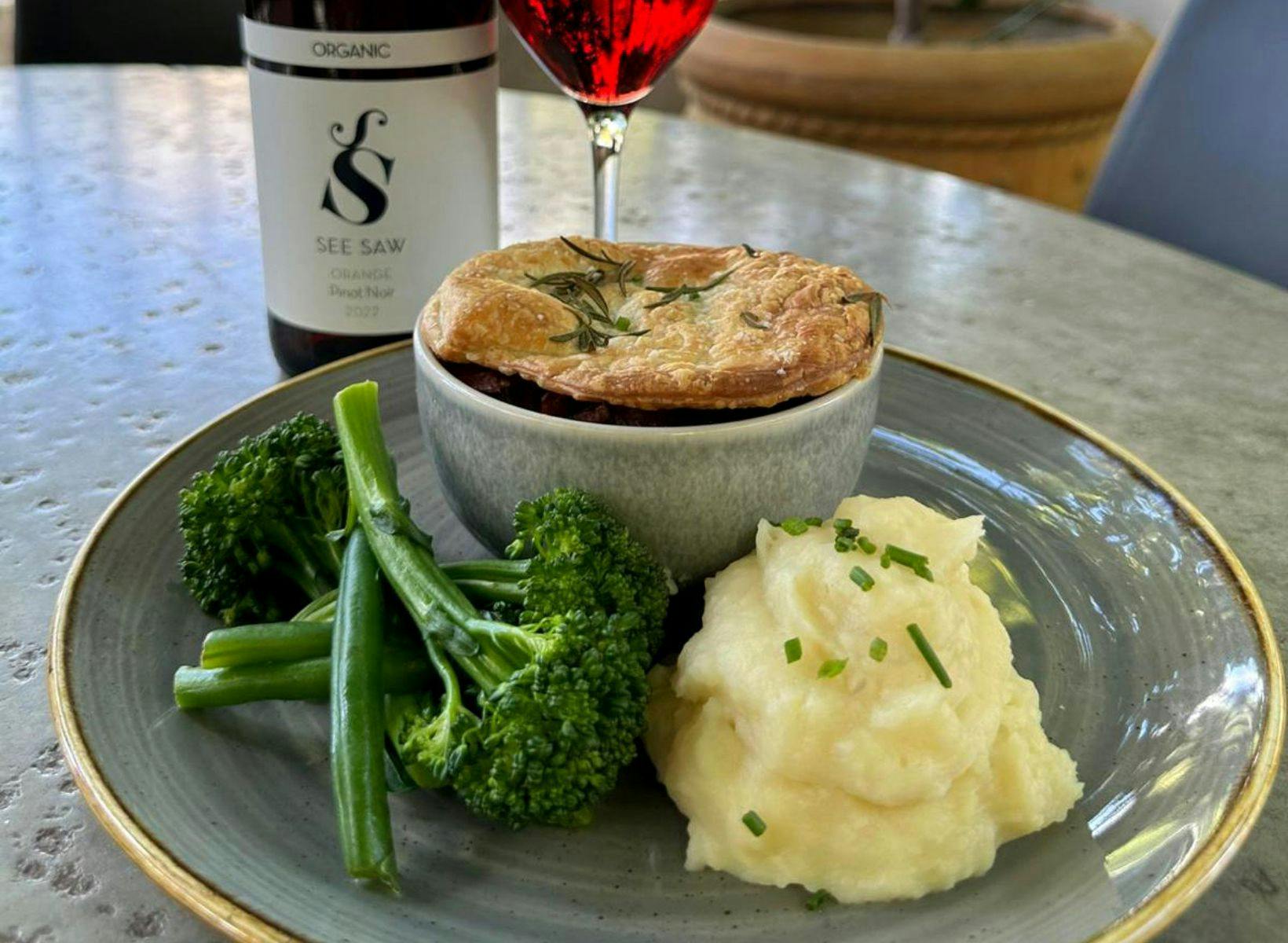 Beef Pie & wine