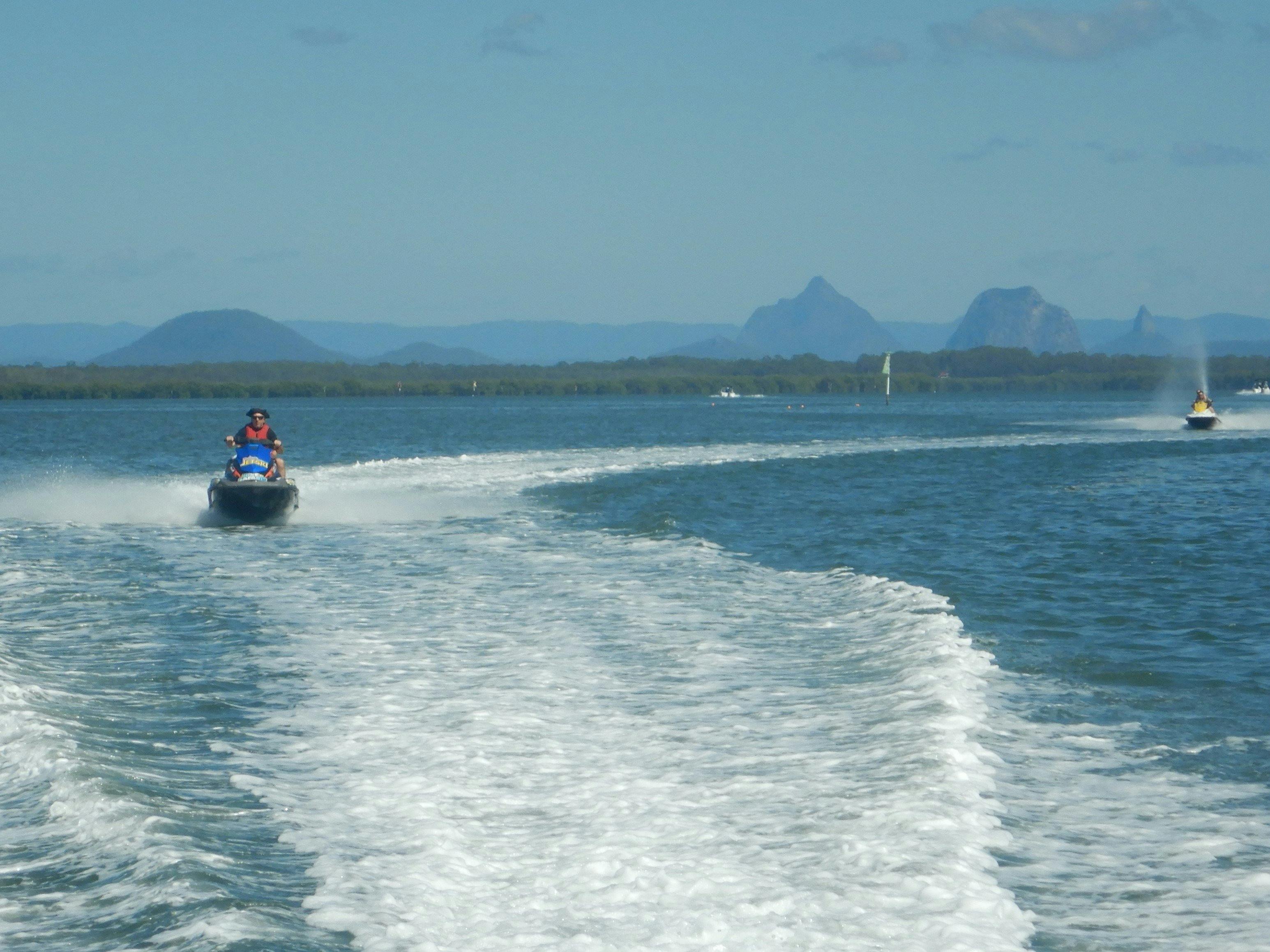 Dominating Pumicestone Passage are the volcanic Glasshouse Mountains