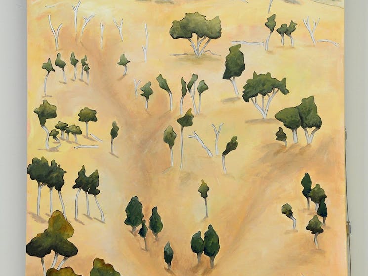 Murringo artist Judy Barker has a one woman show at the Burrangong Gallery , open seven days.