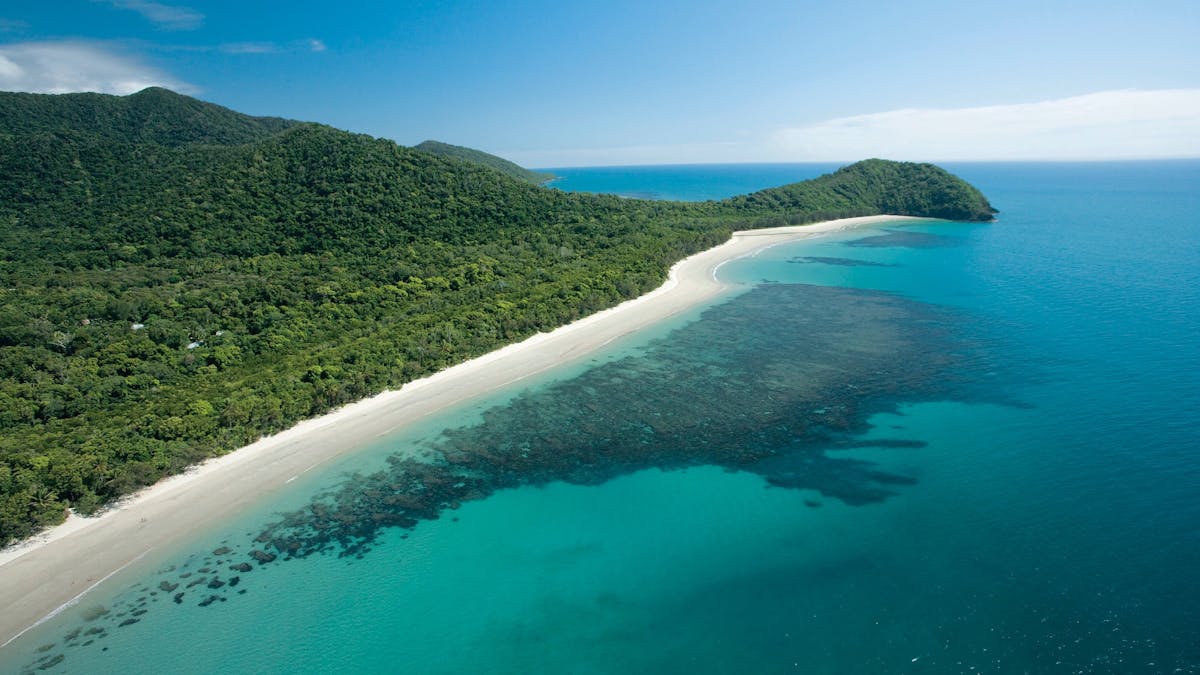 Aerial view of Myall Beach and Cape Tribulation