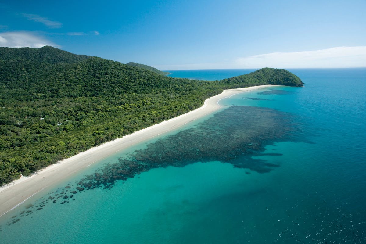 Aerial view of Myall Beach and Cape Tribulation