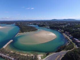 Beautiful turquoise water of Nambucca River near the river mouth