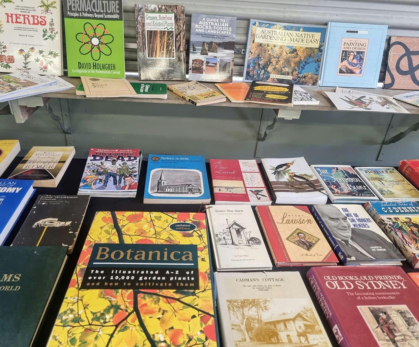 Assortment of second hand books on table