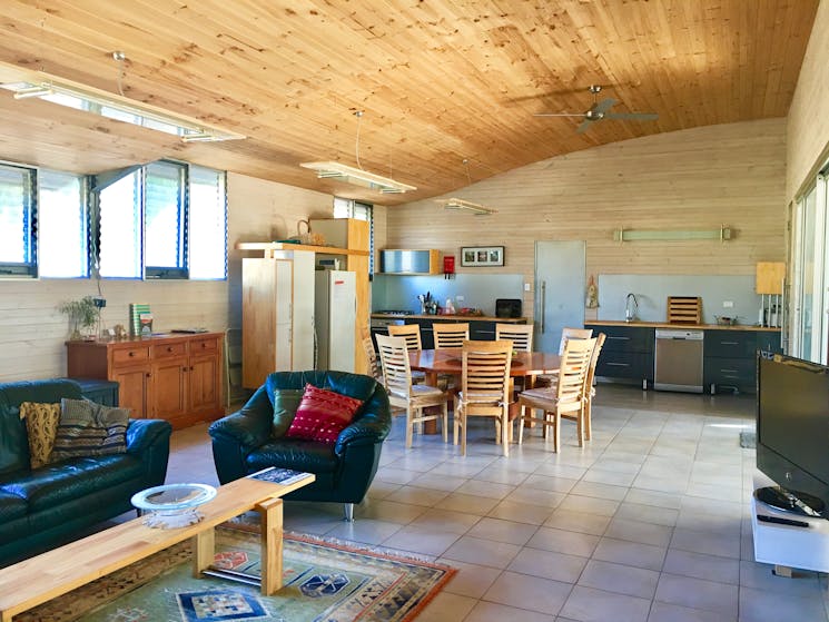 The cottage has an open plan lounge and dining area