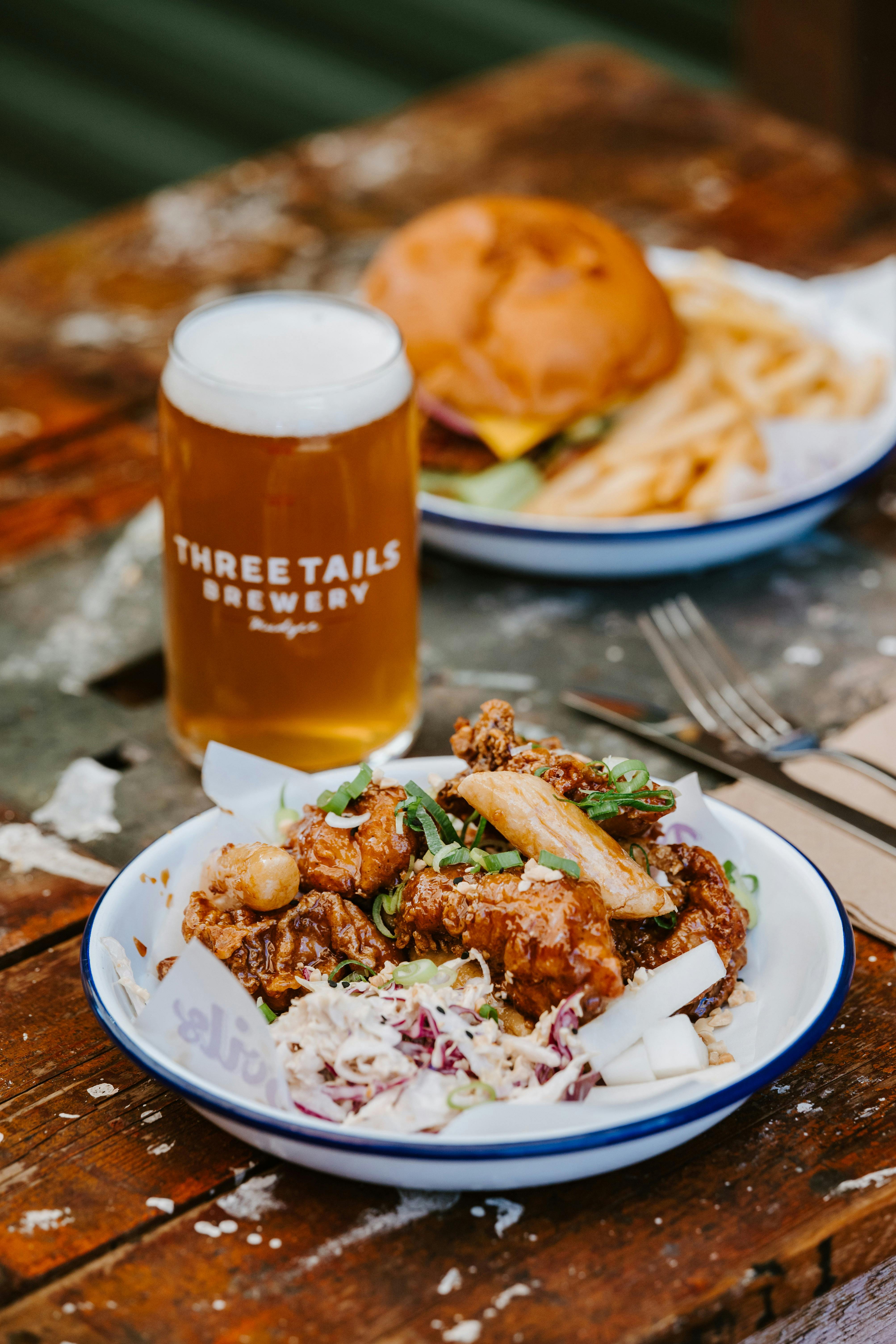 Korean Fried Chicken & Three Tail's beer