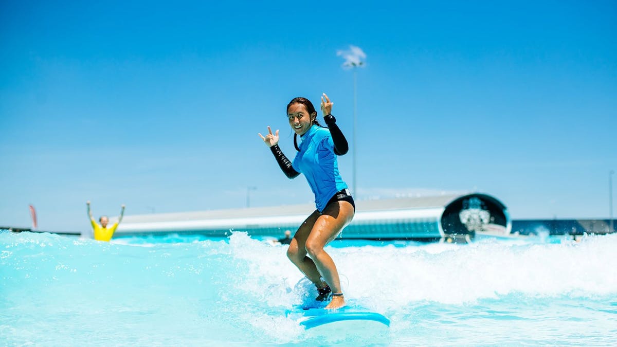 Surfer at wave pool