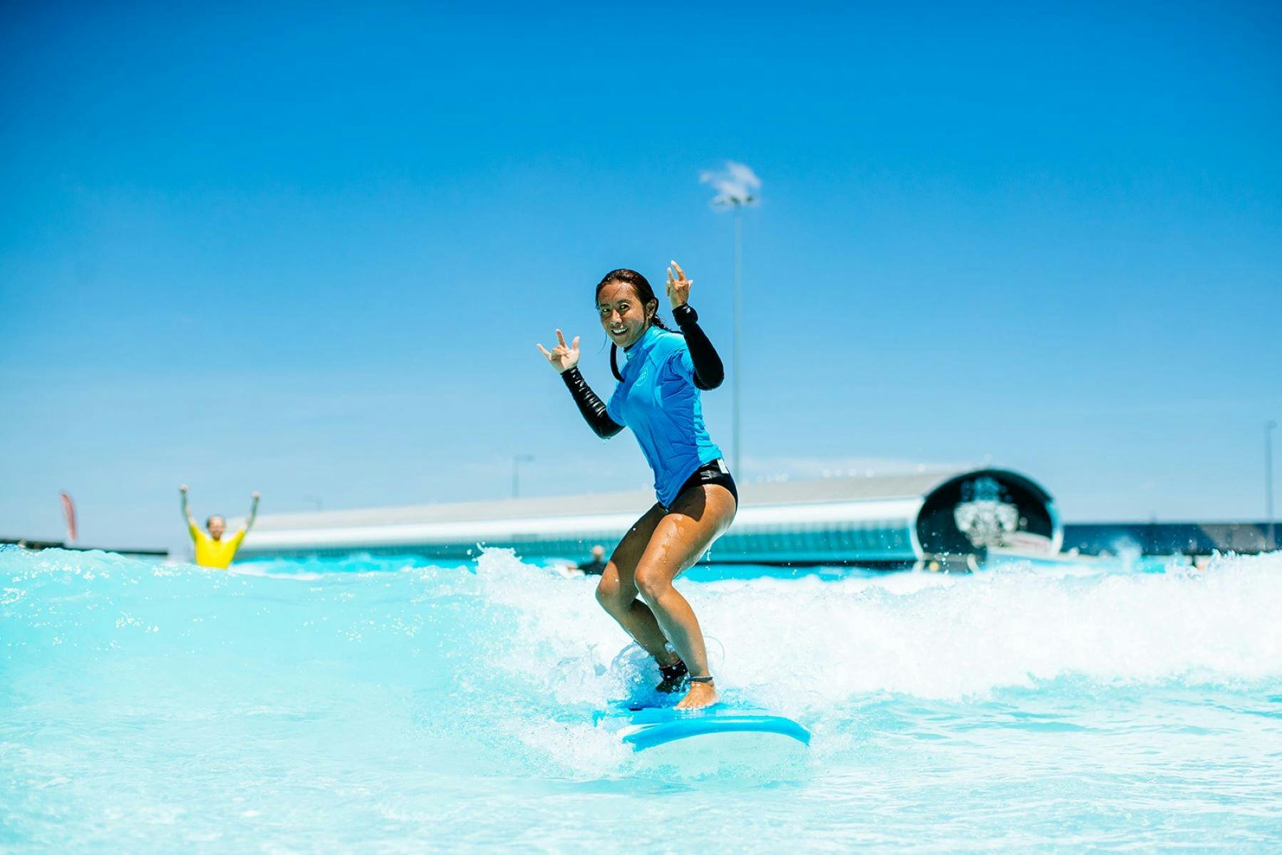 Surfer at wave pool