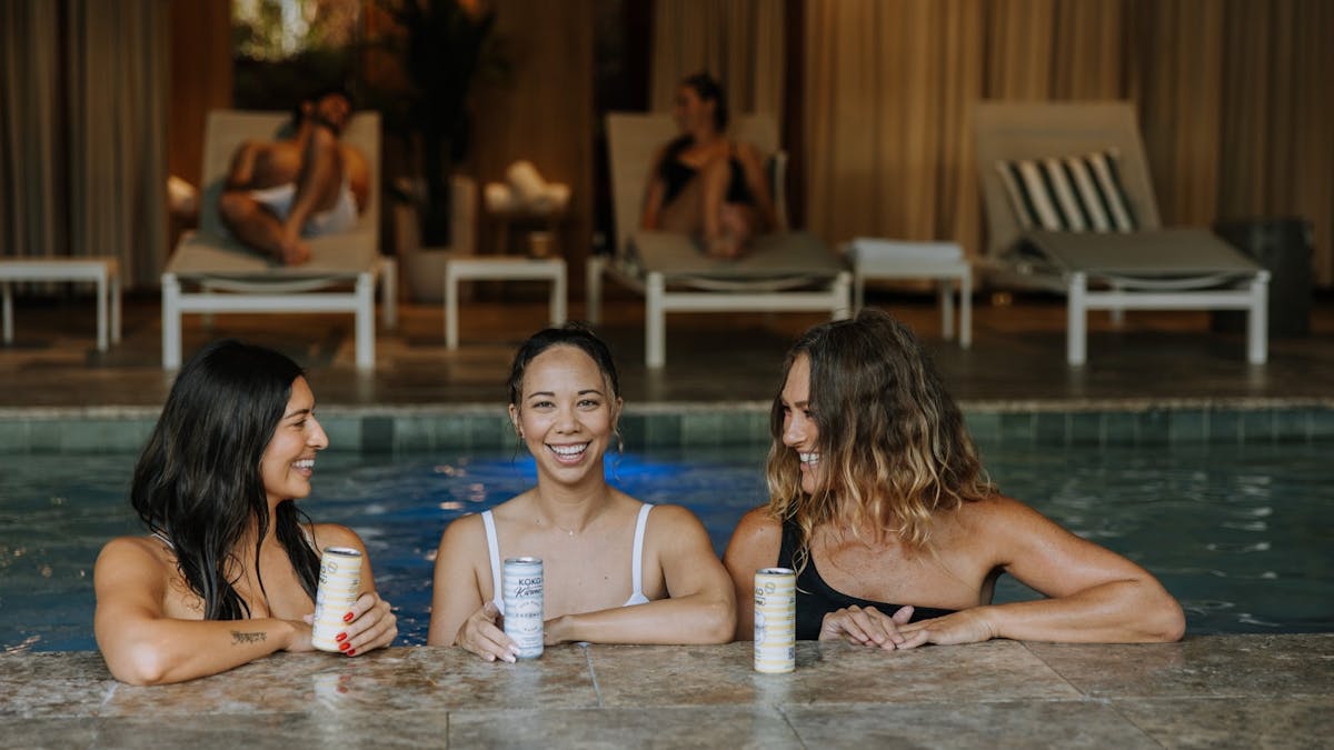 friends in pool