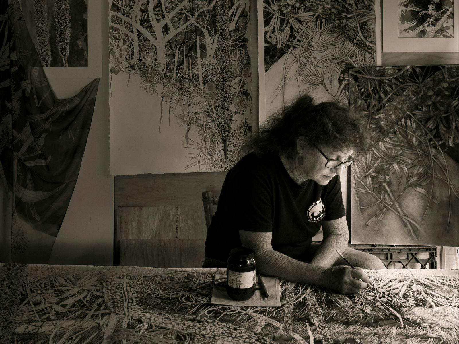 Artist Joolie Gibb at work