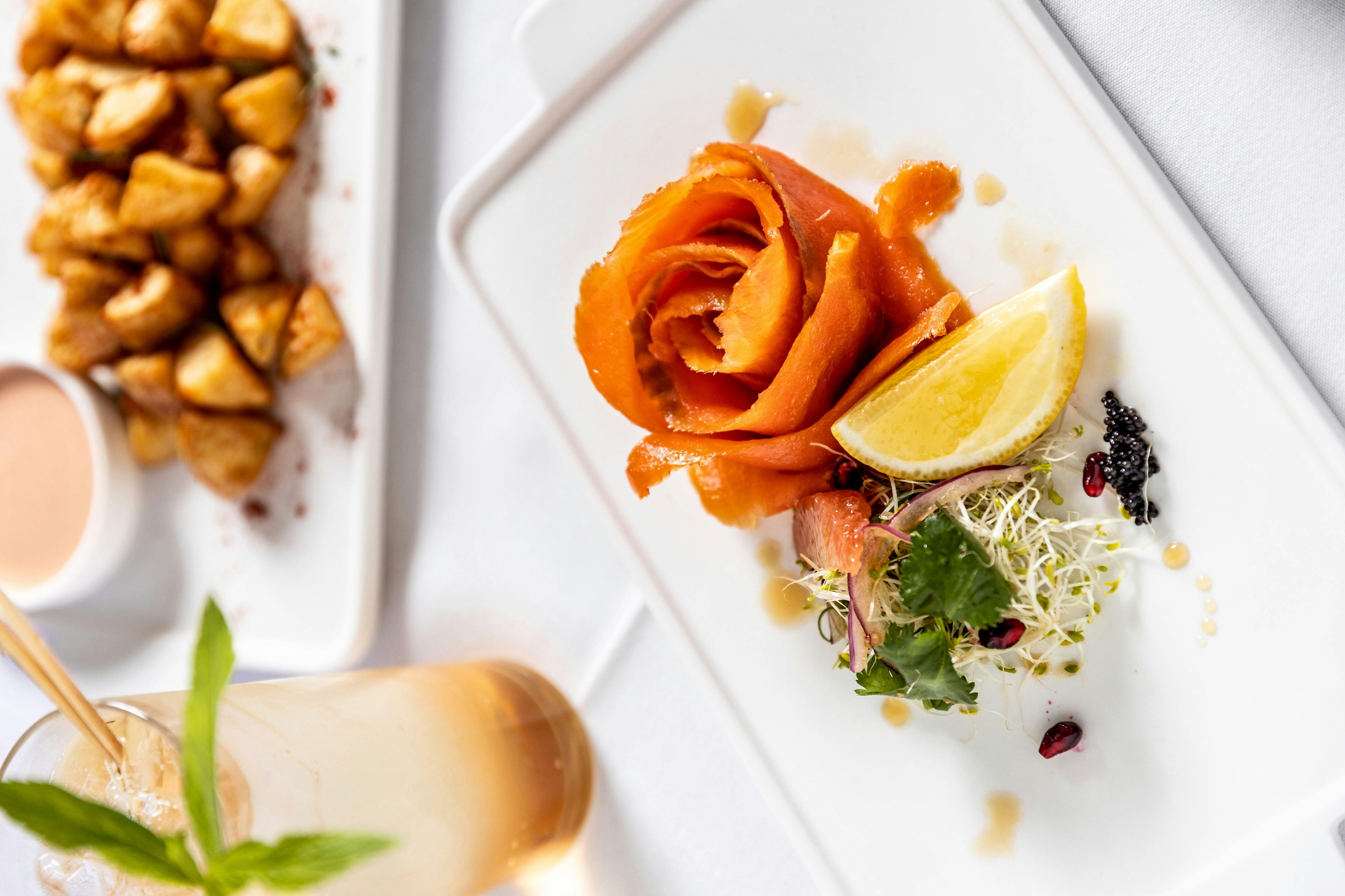 Smoked Salmon with lemon vinaigrette, capers,  watercress, fennel & dill (GF) (DF)