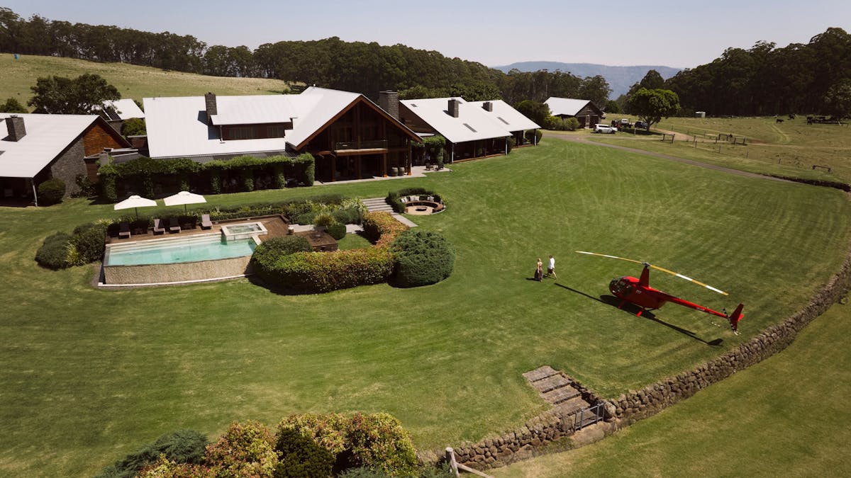 Aerial shot of the lodge