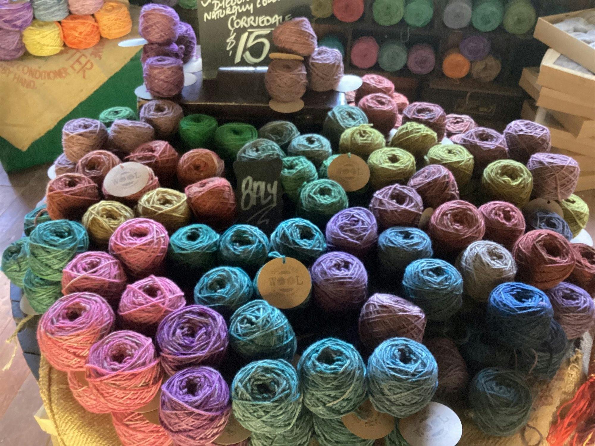 Colourful yarn on display