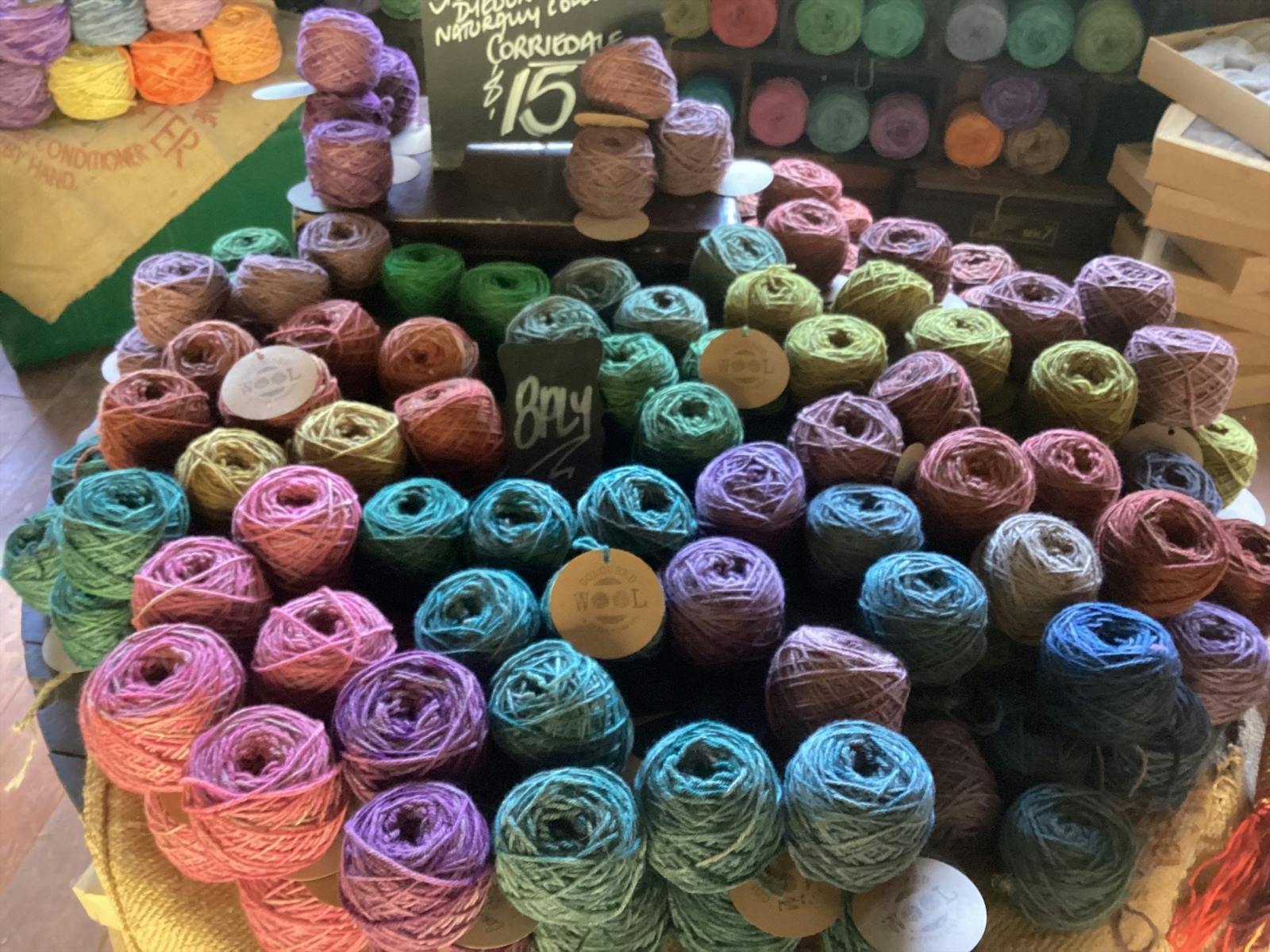 Colourful yarn on display