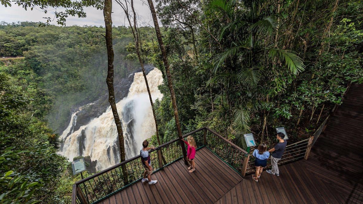Skyrail lookout with Barron Falls in flood