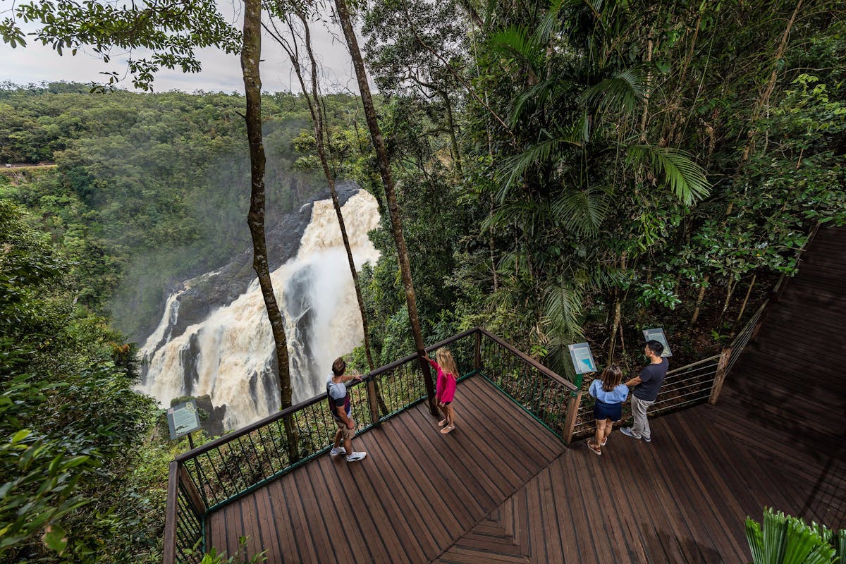 Skyrail lookout with Barron Falls in flood
