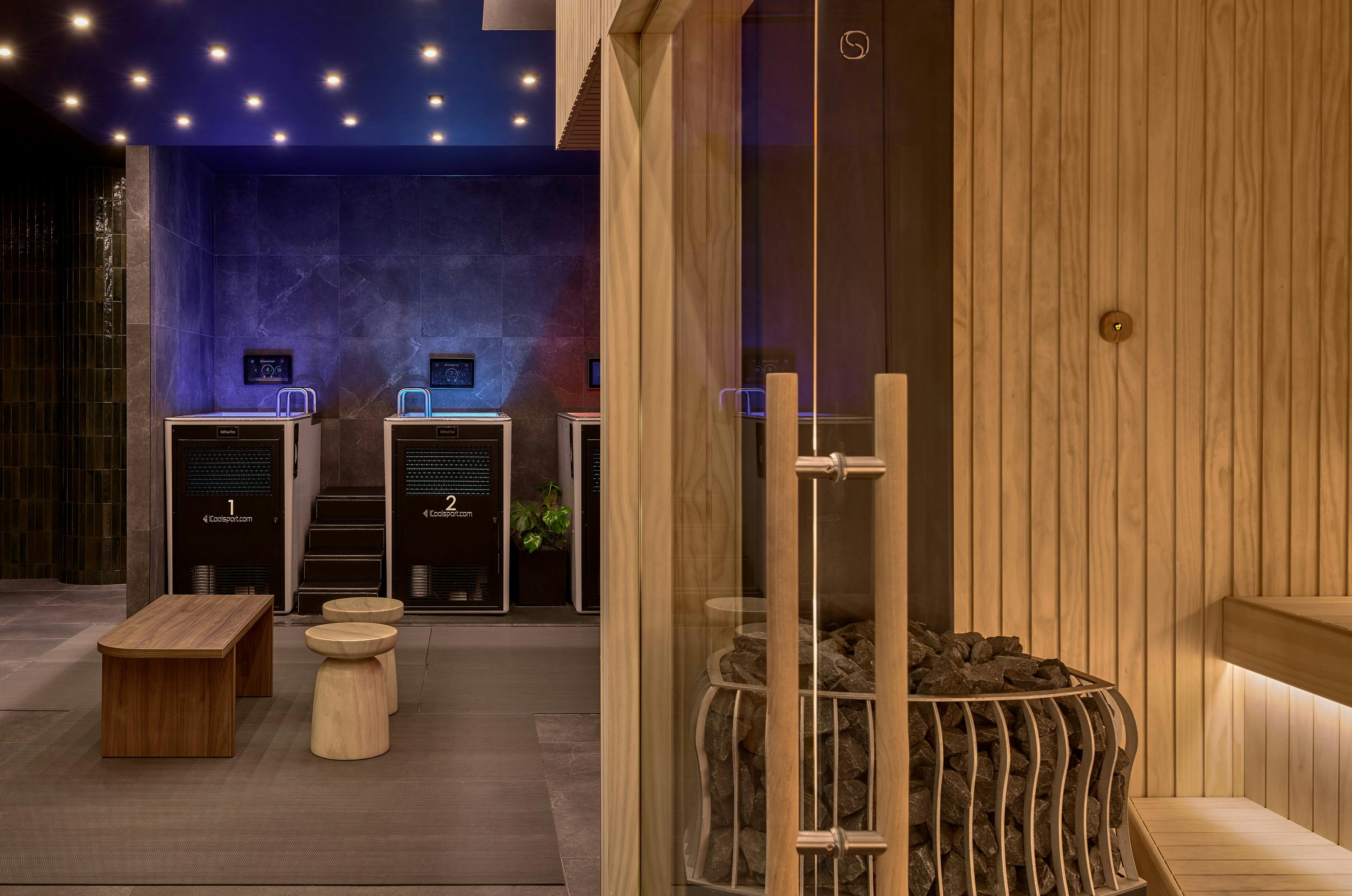 Dry and Infrared Saunas in the Recovery Room of Sofitel Sydney Wentworth