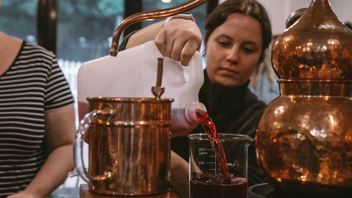 spirit making class pouring