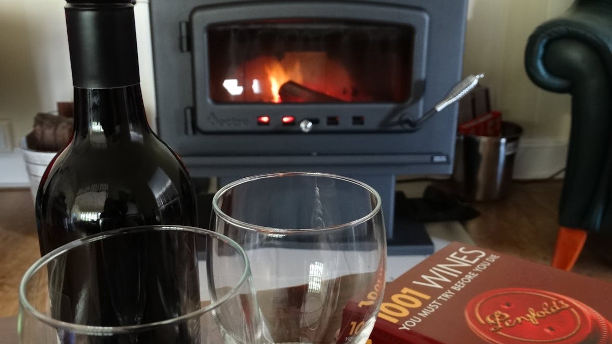 Wood fire in the lounge