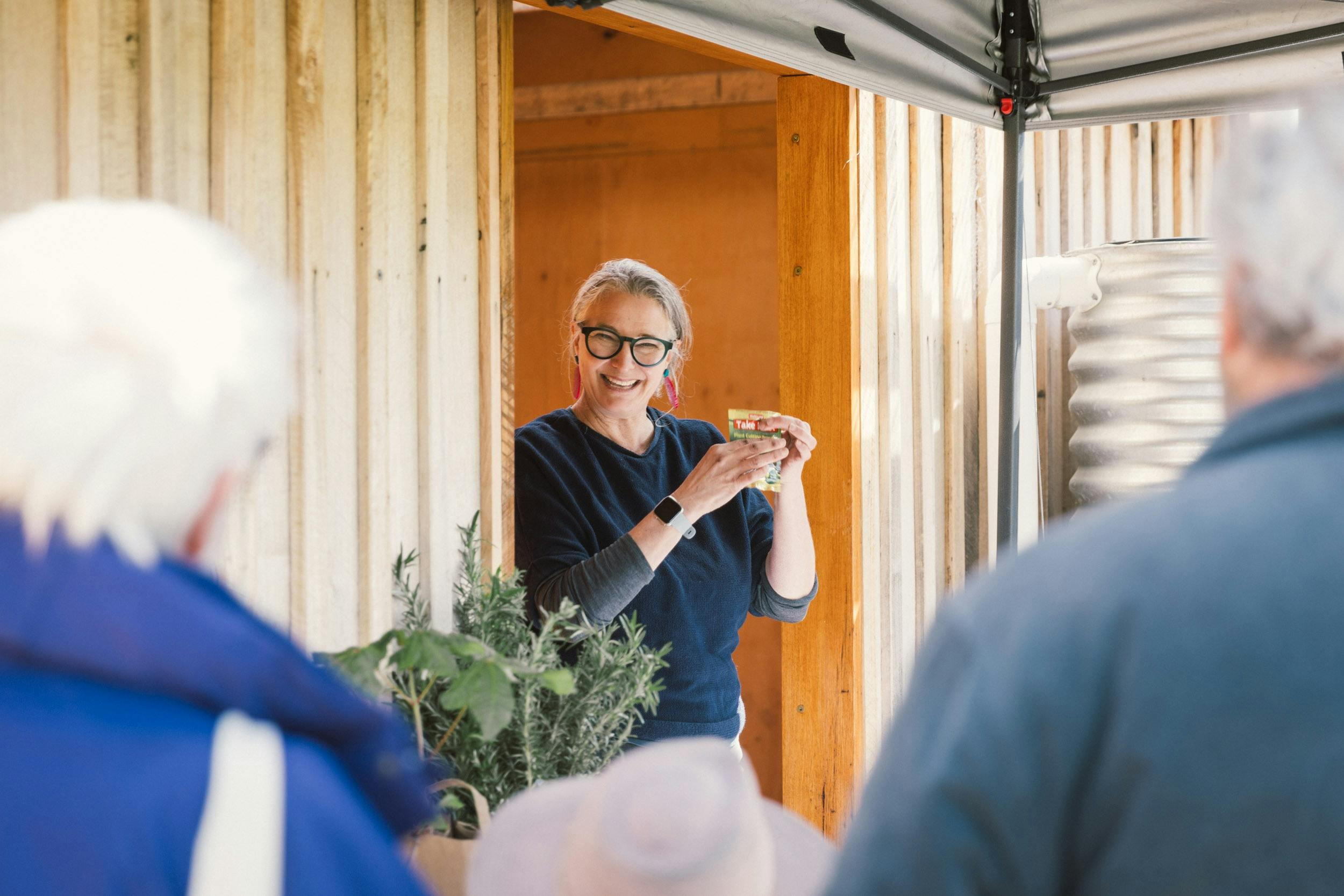 Jane Smith presenting a talk on propagating at Premaydena Garden 2025.