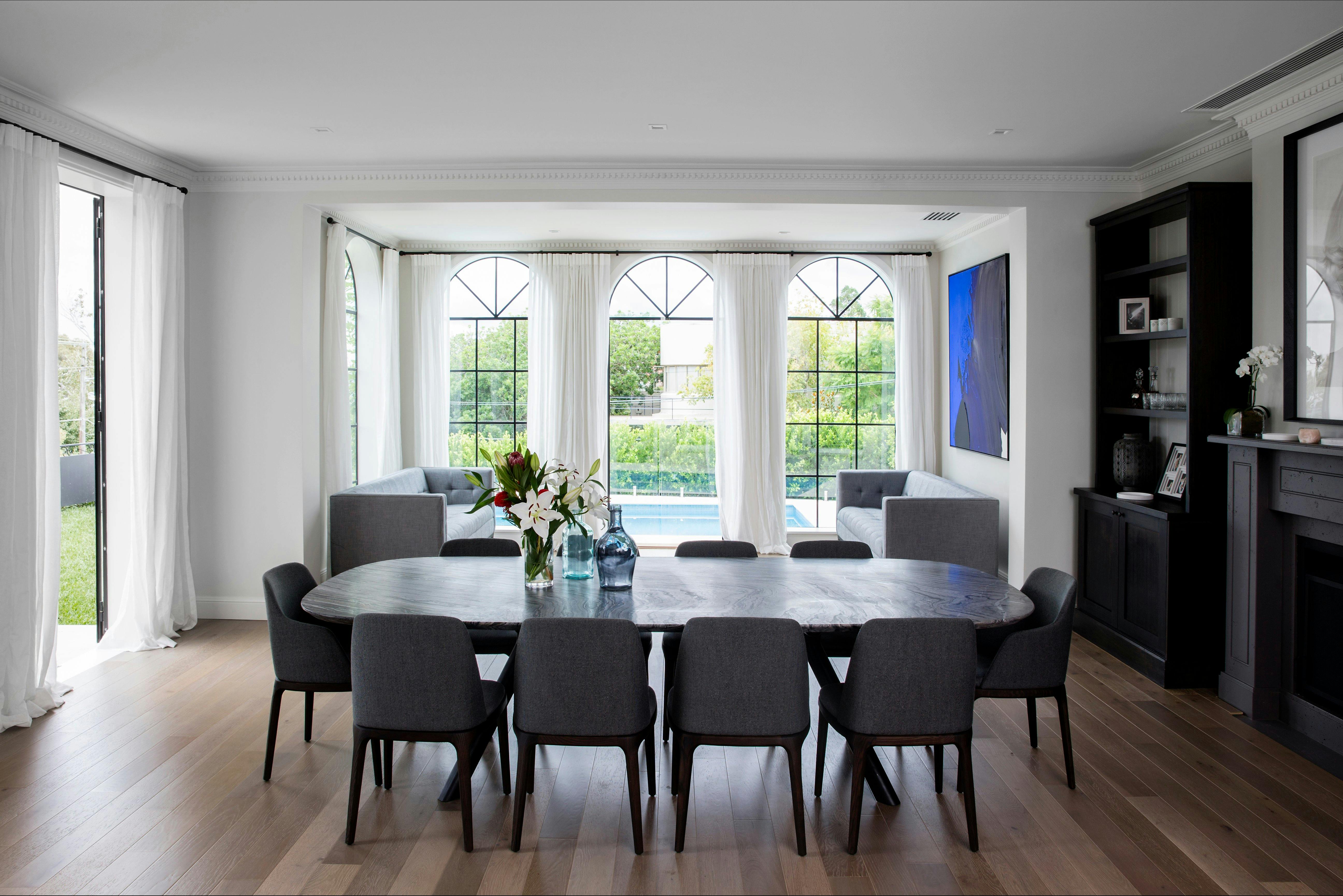 Large dining room open to a private garden