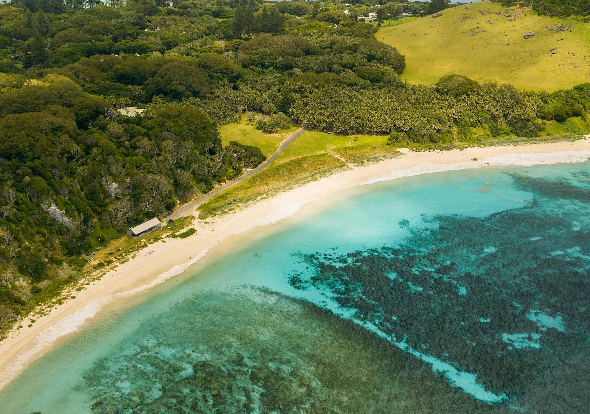Neds Beach-snorkeller-bbq area- aerial